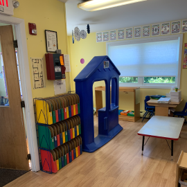 picture of classroom and play house